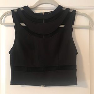 Tobi Black & Mesh Crop Top